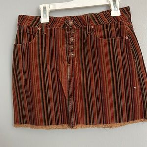 Burgundy striped skirt